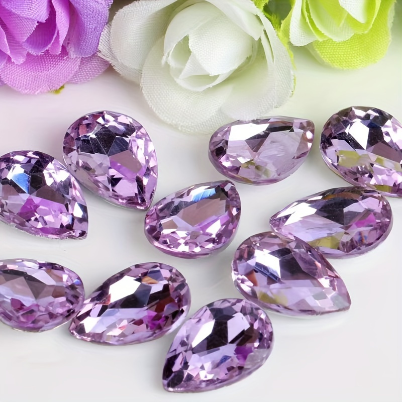 60pcs Colorful Acrylic Teardrop Crystals for DIY Headdresses & Clothing Embellis